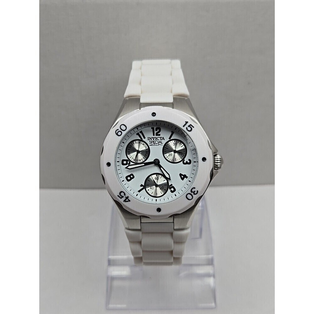Invicta Couture Angel White Silicone Multifunction Watch 40mm Quartz New Battery